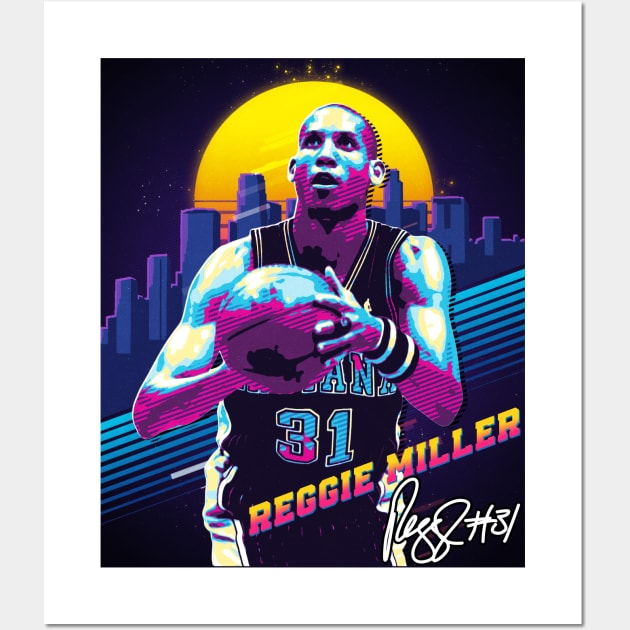 Reggie Miller Choke Sign Basketball Legend Signature Vintage Retro 80s 90s Bootleg Rap Style Wall Art by CarDE